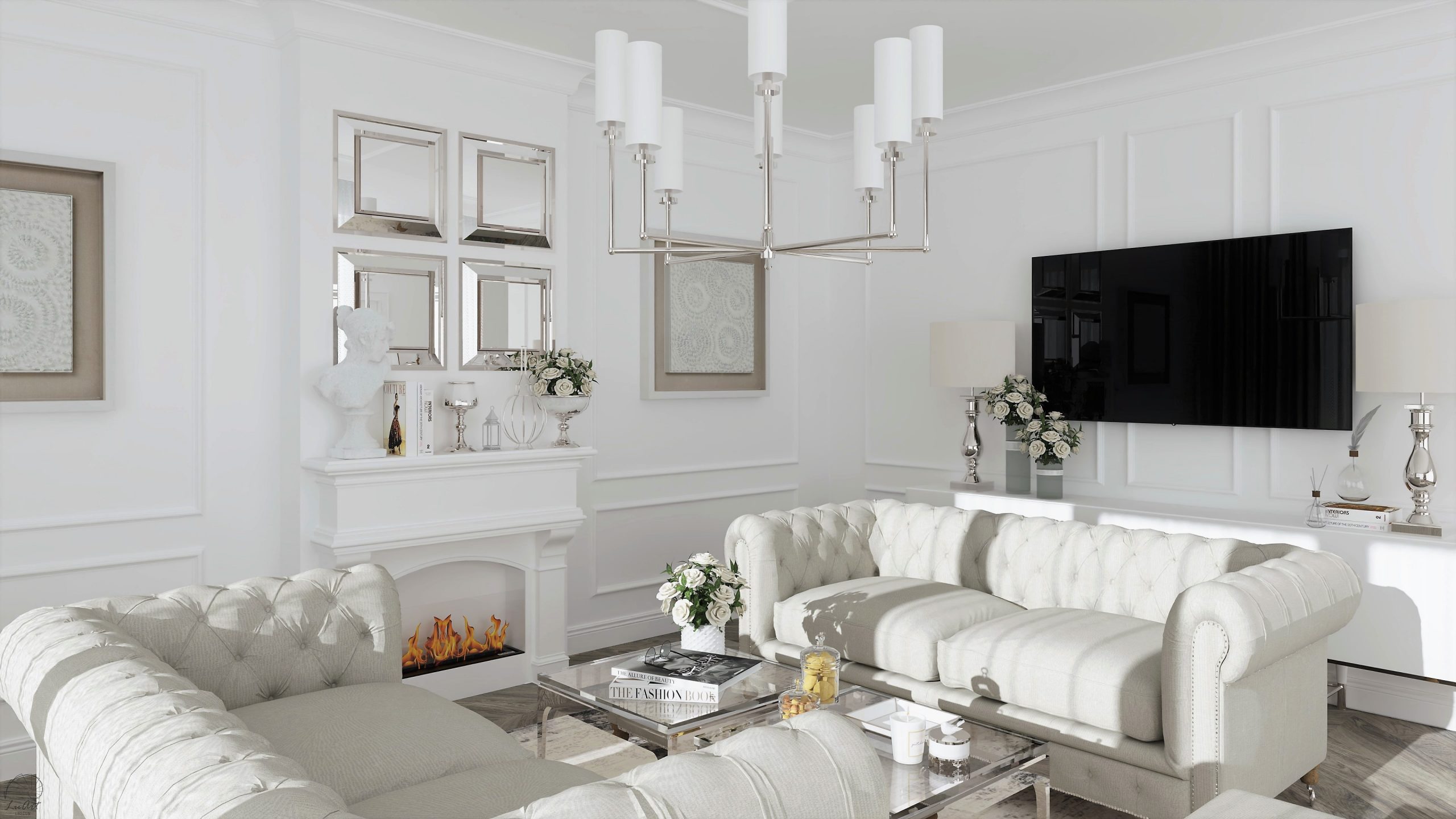 Zdjęcie 5 - Aranżacja eleganckiego salonu i gabinetu domowego w stylu Glamour