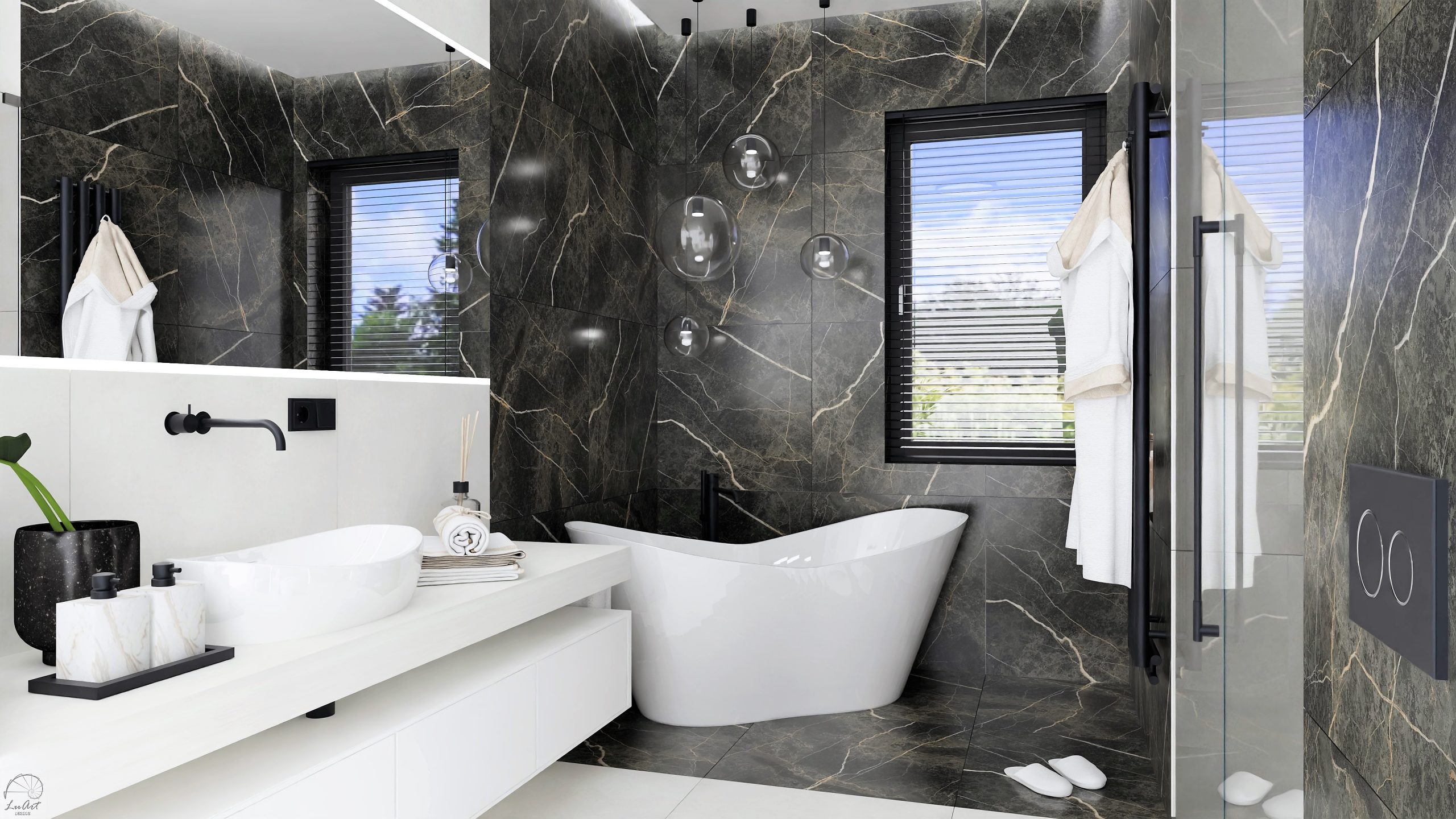 Zdjęcie 4 - Elegancka łazienka w koncepcji Black & White - aranżacja, inspiracja