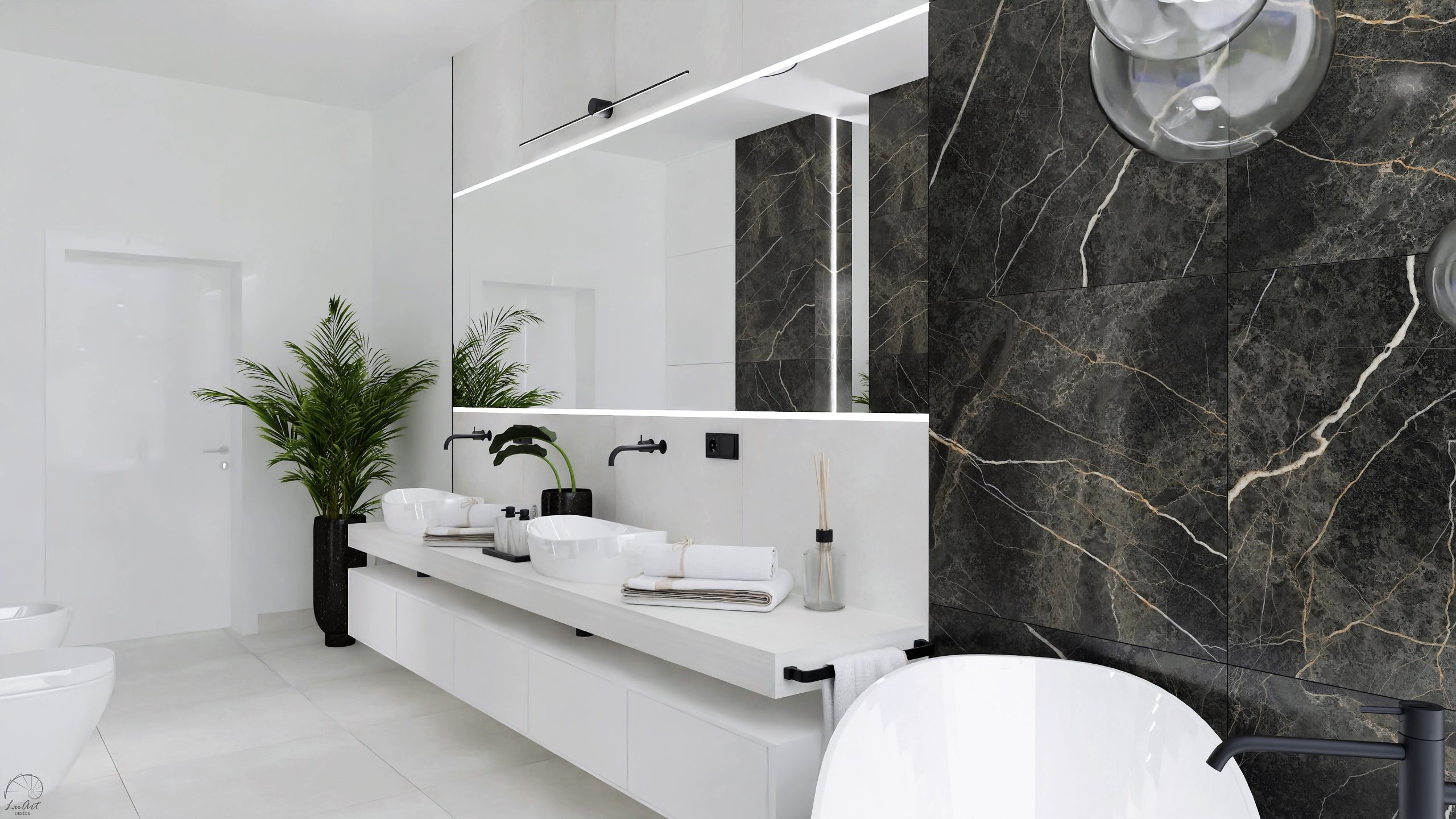 Zdjęcie 5 - Elegancka łazienka w koncepcji Black & White - aranżacja, inspiracja